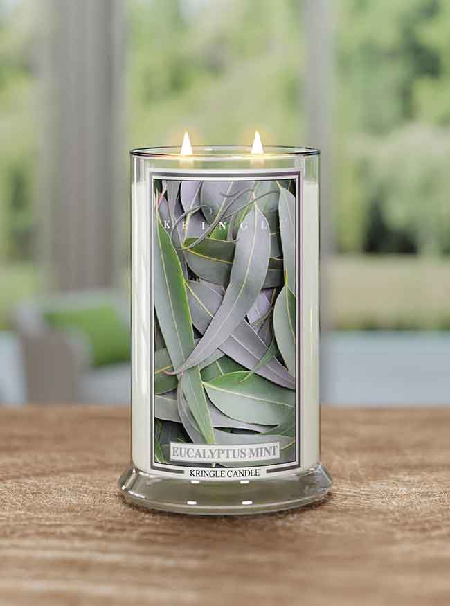 Eucalyptus Mint Scented Lit Large 2-wick - Kringle Candle Company