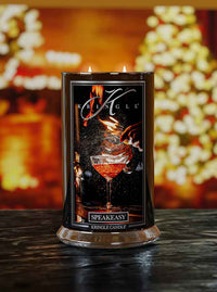 Large Speakeasy spice and bourbon Scented Reserve Collection Lit Candle - Kringle Candle Company