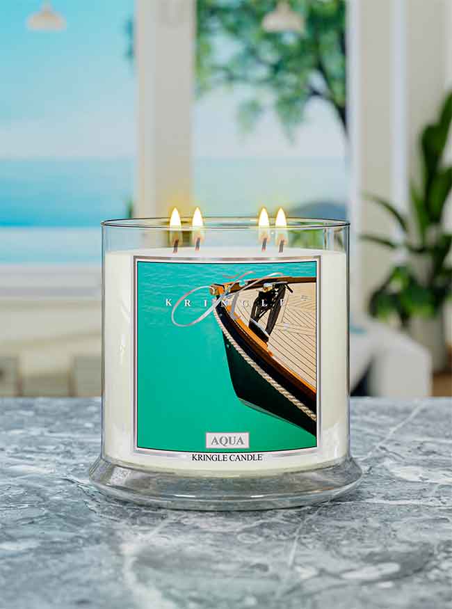 Aqua Scented Extra Large 4-wick Candle - Kringle Candle Store