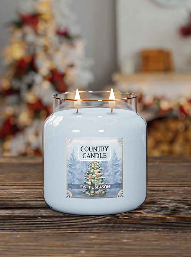 'Tis The Season Blue Candles Medium 2-wick - Kringle Candle Company