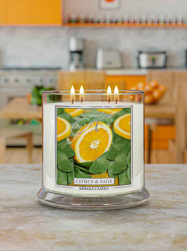 Citrus & Sage Scented 4-wick Candle - Kringle Candle Store