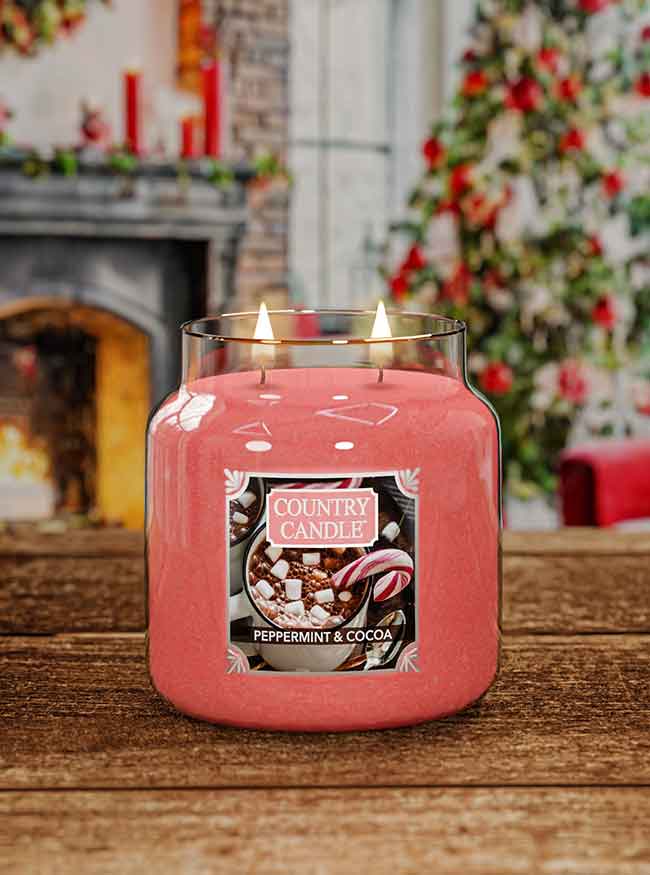 Country Candle Peppermint & Cocoa Scented Medium Jar Candle