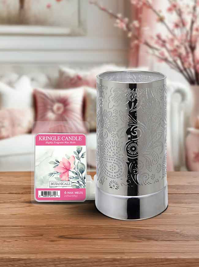 7" Touch Lamp Wax Warmer-Silver Secret Garden