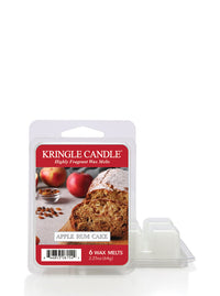 Wax melts in a transparent package. Label shows an apple rum cake with apples and spices in the background.