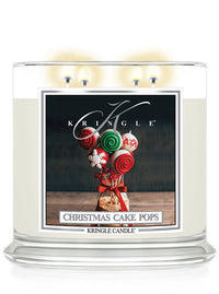 Kringle Christmas Cake Pops 4-wick Candle with Christmas Cake Pops label on a white background