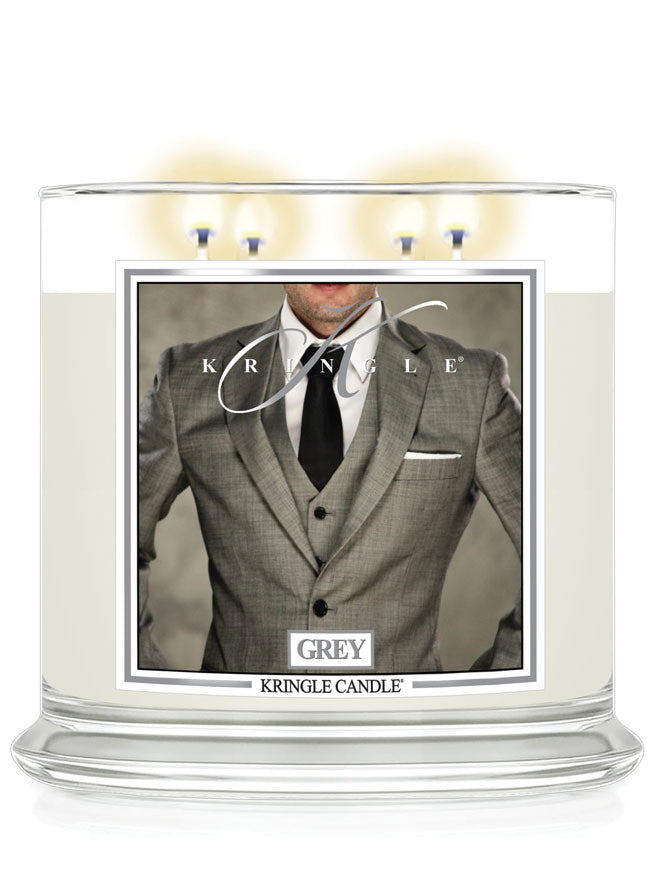 Grey Scented lit 4-wick Candle - Kringle Candle