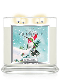 Kringle Candle Snowbird 4-wick candle with a hummingbird design on a white background