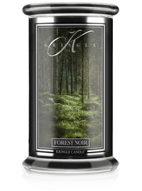 Kringle Candle Forest Noir candle with forest design on the glass