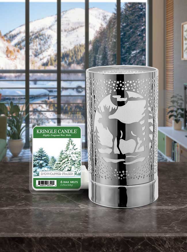 7" touch lamp Wax Melts Warmer-Metal Table Decor -Silver Moose - Kringle Candle Company