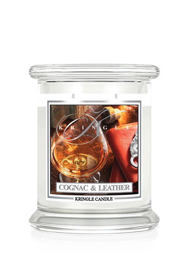 Cognac & Leather Medium 2-wick - Kringle Candle Company