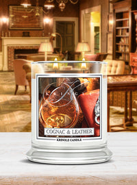 Cognac & Leather Medium 2-wick - Kringle Candle Company