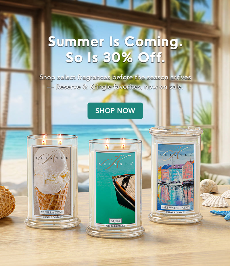 30% Off Summer Fragrances — Shop Kringle Candle's Vanilla Cone, Aqua, and Salt Water Taffy. Reserve and Kringle favorites now on sale. Shop Now.