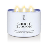 'Cherry Blossom' scented candle in a white tin on a white background by Kringle Candle