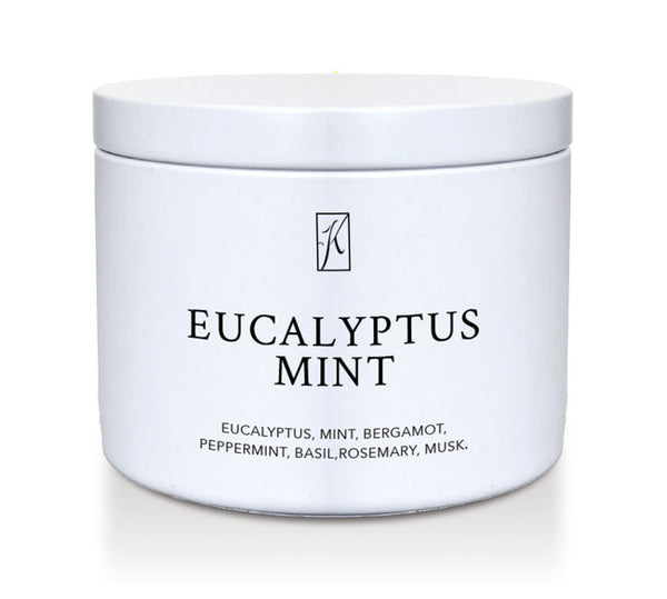 White container of Eucalyptus Mint product on a white background