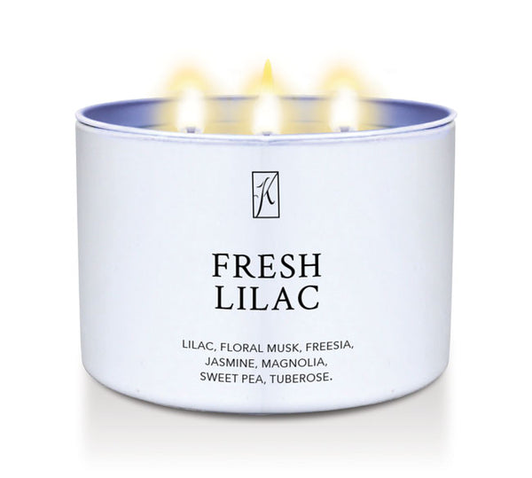Fresh Lilac Candle Tin with brand logo on a white background