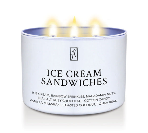 Ice cream sandwiches scented candle tin with a white background by Kringle Candle