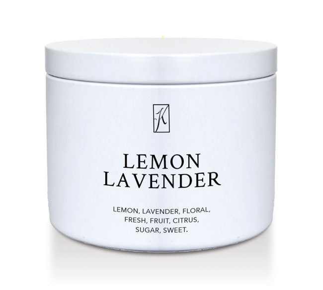 Lemon Lavender candle tin by Kringle Candle on a white background