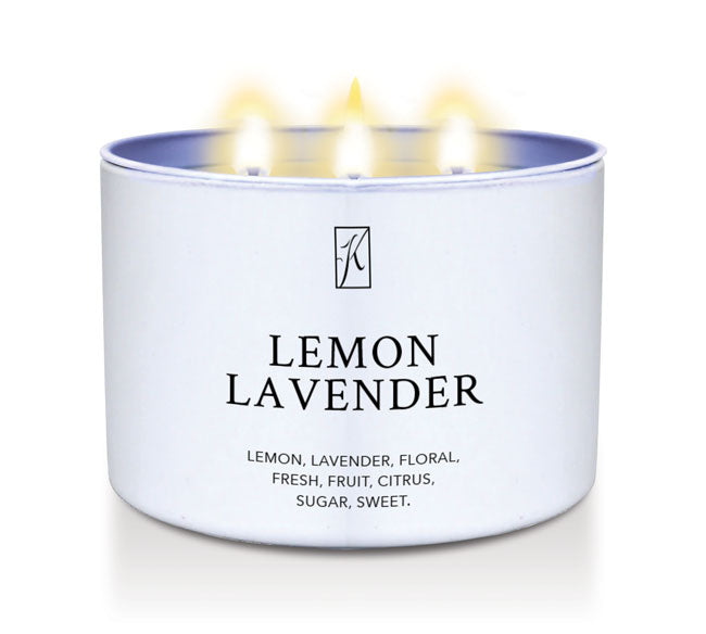 Lemon Lavender candle tin by Kringle Candle on a white background