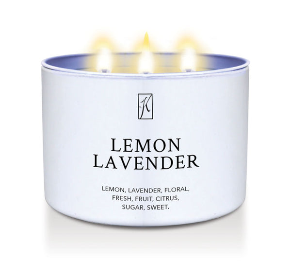 Lemon Lavender candle tin by Kringle Candle on a white background