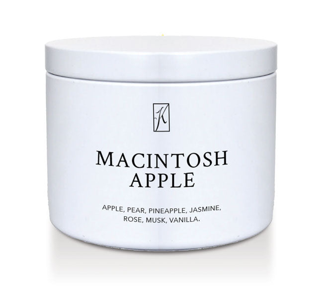 White container of 'Macintosh Apple' fragrance on a white background