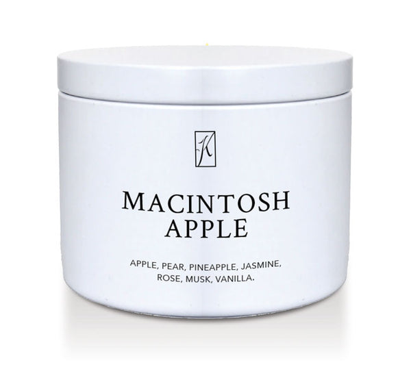 White container of 'Macintosh Apple' fragrance on a white background