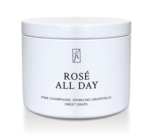 White container with 'Rosé All Day' text on a white background