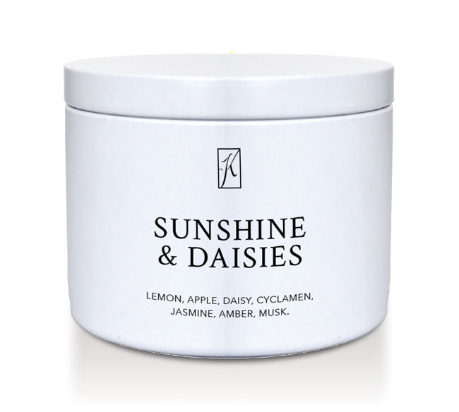 Candle tin with 'Sunshine & Daisies' fragrance by Kringle Candle