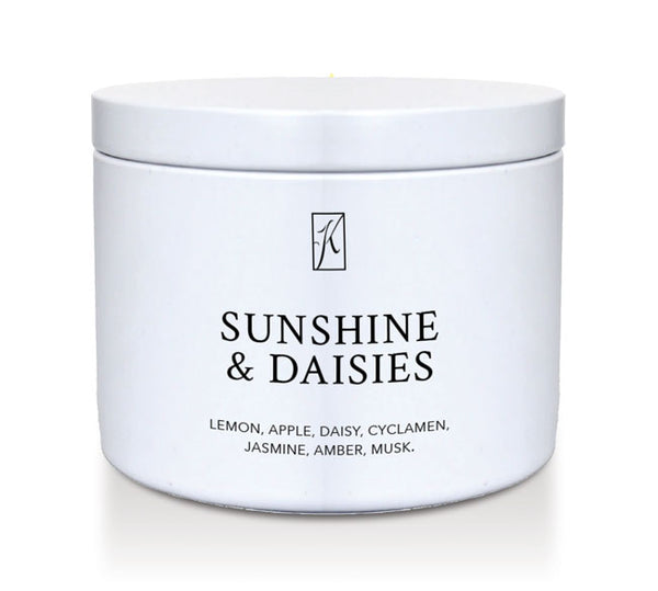 Candle tin with 'Sunshine & Daisies' fragrance by Kringle Candle