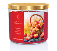 Kringle Candle Apple Harvest candle with a gold lid on a white background