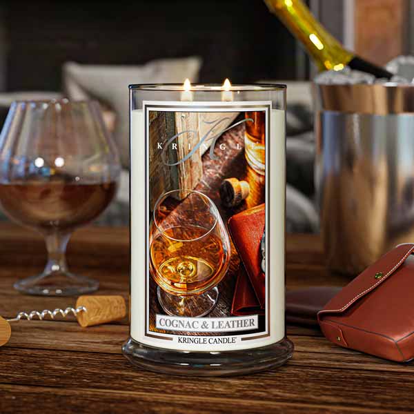 Cognac & Leather  Large 2-wick - Kringle Candle Company