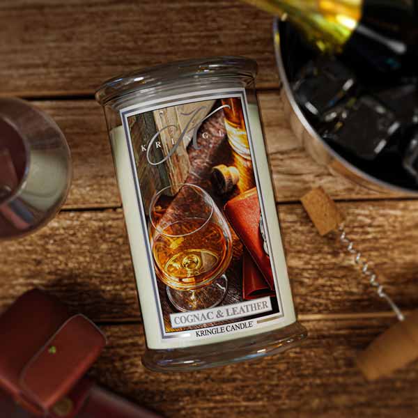 Cognac & Leather  Large 2-wick - Kringle Candle Company