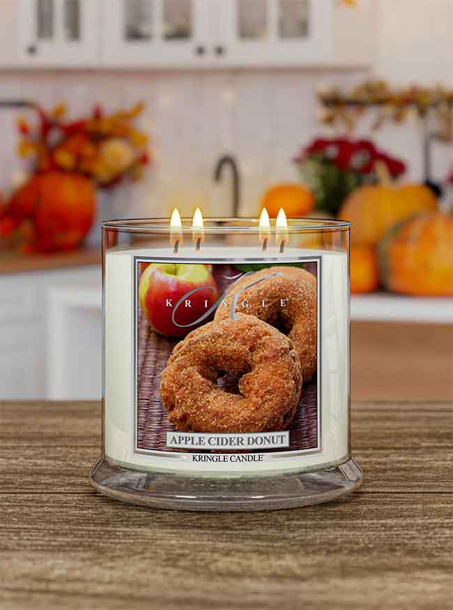 Apple Cider Donut Scented 4-wick Candle Lifestyle