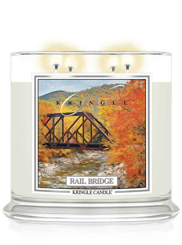 Kringle Candle 4-wick 'Rail Bridge' candle design on a white background