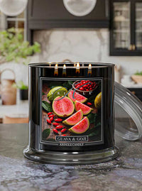 Kringle Candle with Guava & Goji candle design on a kitchen counter