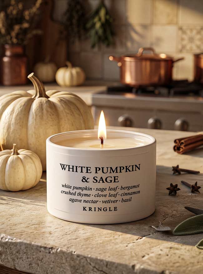 White Pumpkin & Sage Mini Candle Tin by Kringle Candle