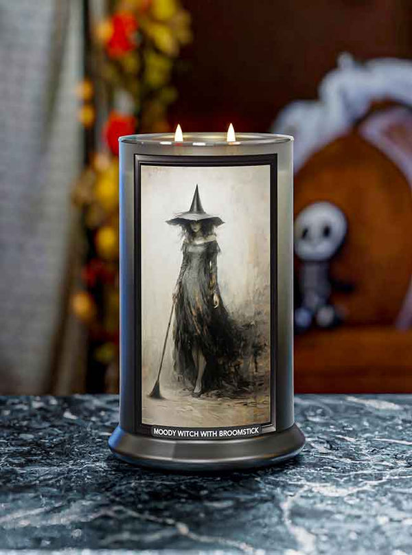 Moody Witch with a Broomstick Large 2-Wick