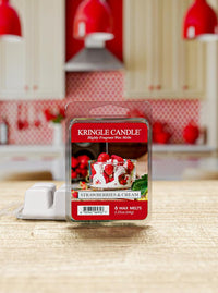 Kingle Candle Strawberry & Cream wax melt package on a kitchen counter