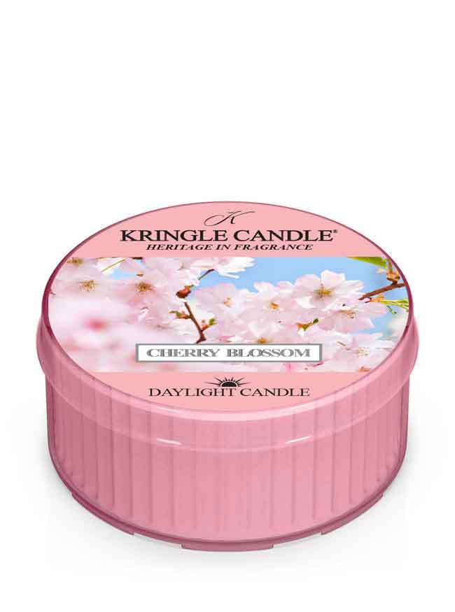 Kringle Candle Cherry Blossom daylight candle on a white background