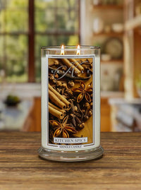 Kitchen Spice Large 2-wick Candle with a kitchen lifestyle background - Kringle Candle Company