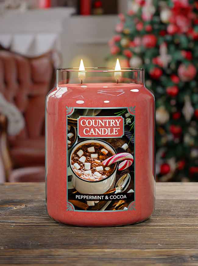 Peppermint & Cocoa Scented Large 2-wick Candle Jar