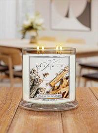 Kringle Candle with three flames on a wooden surface
