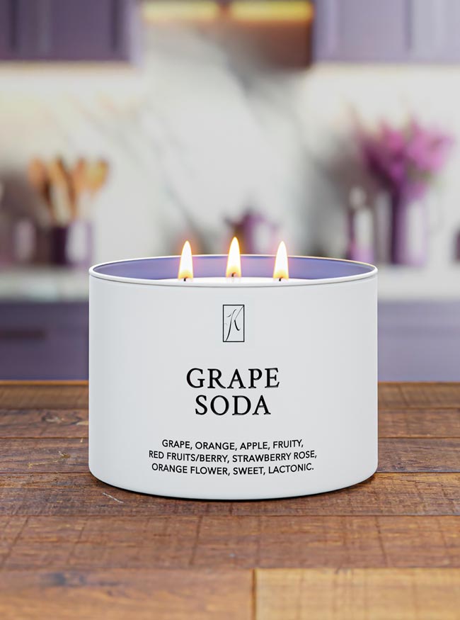 White container with 'Grape Soda' text on a white background