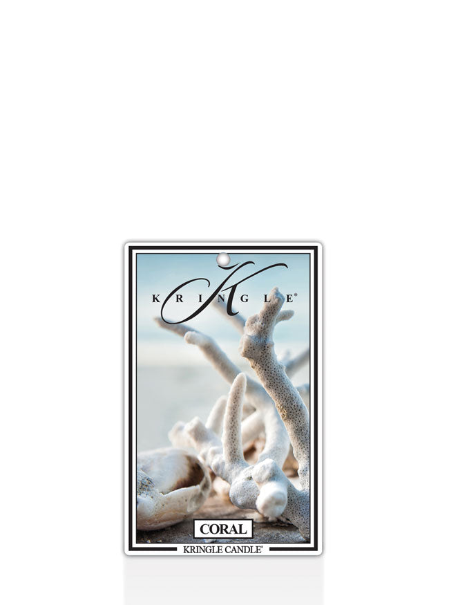 Kringle Candle Coral air freshener with coral ocean design on a white background