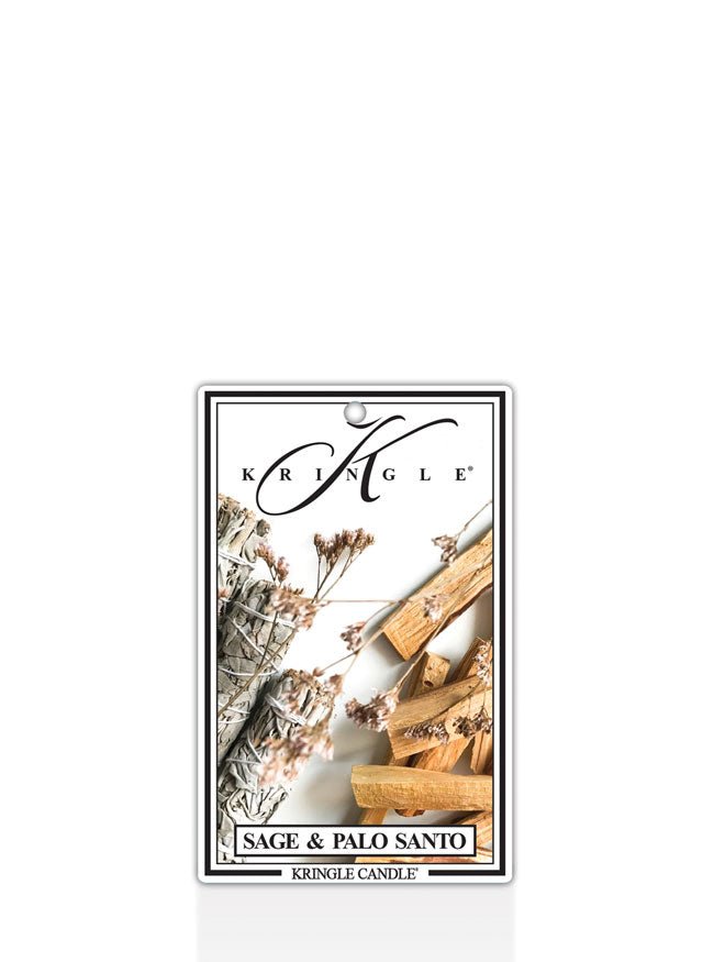 Kringle Candle air freshener for Sage & Palo Santo on a white background