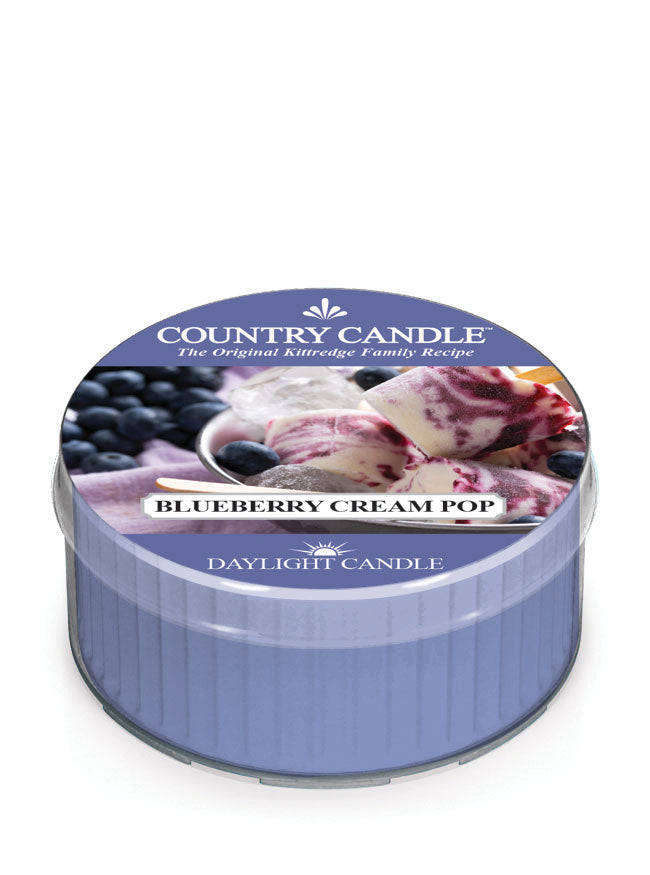 Country Candle Blueberry Cream Pop daylight candle on a white background