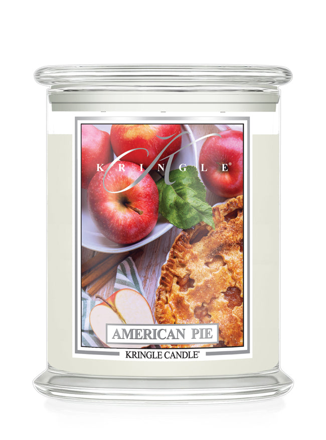 Kringle Candle with 'American Pie' design on a white background