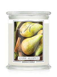 Kringle Candle with an image of pears and spices on a white background