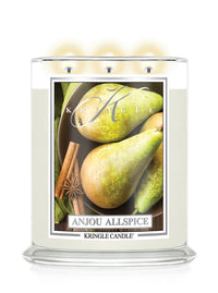Kringle Candle with pear and spice design on a white background