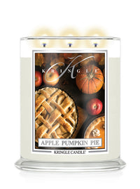 Kringle Candle with 'Apple Pumpkin Pie' label on a white background