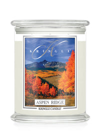 Kringle Candle with 'Aspen Ridge' label on a white background